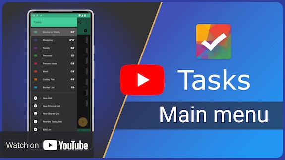 Tasks main menu - YouTube