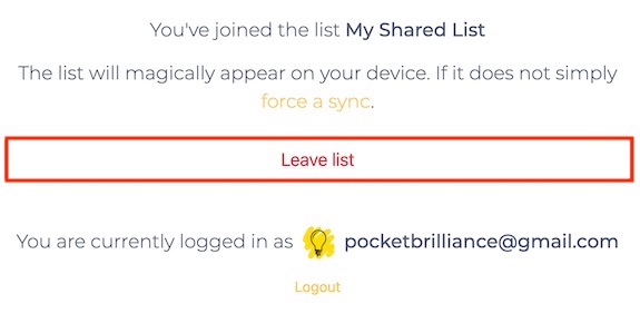 Leave a shared list